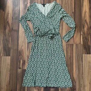 Club Monaco green and white wrap dress size M